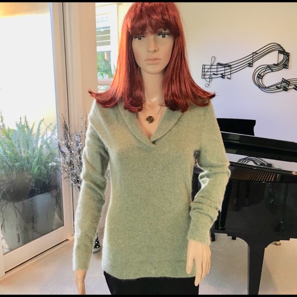Sage Green V-Neck Sweater - Picture 1 of 3